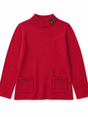 Chico's CASHMERE blend red sweater 2/M T-neck knit ribbed soft fall/winter cosy
